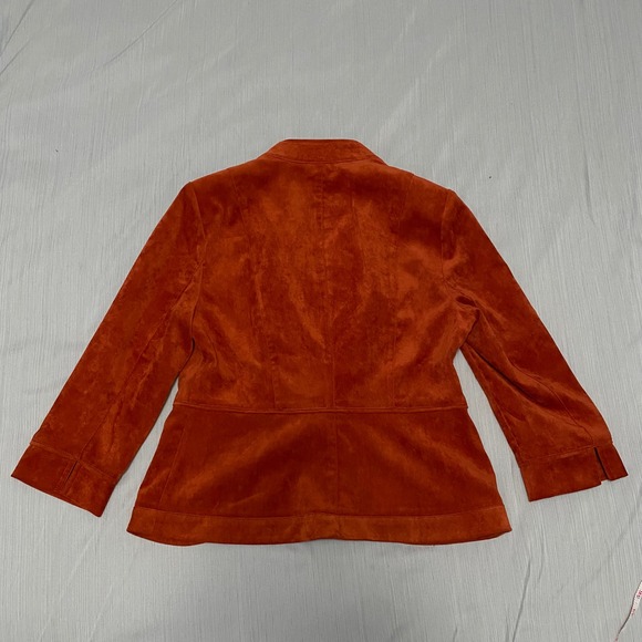 Women's Velveteen Rust Orange Military Jacket M Heritage Boho Retro Old Money - Picture 8 of 14